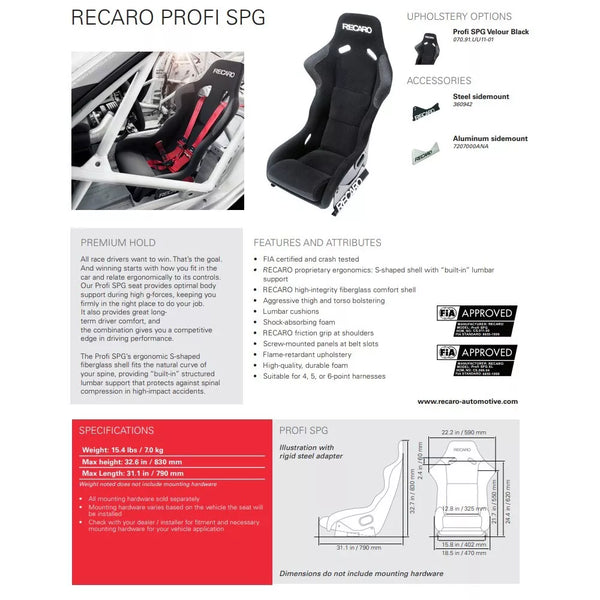 Recaro Profi Seat - Black Velour/Black Velour