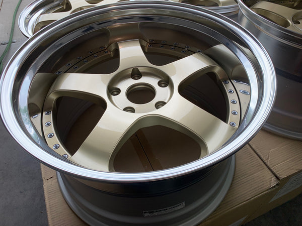 Porsche 911 991 Spec SSR SP1 20x9 +41 / 20x12 +37 5x130 Gold Face Polished lip (Special Order)