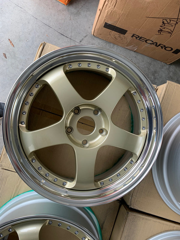 Porsche 911 991 Spec SSR SP1 20x9 +41 / 20x12 +37 5x130 Gold Face Polished lip (Special Order)