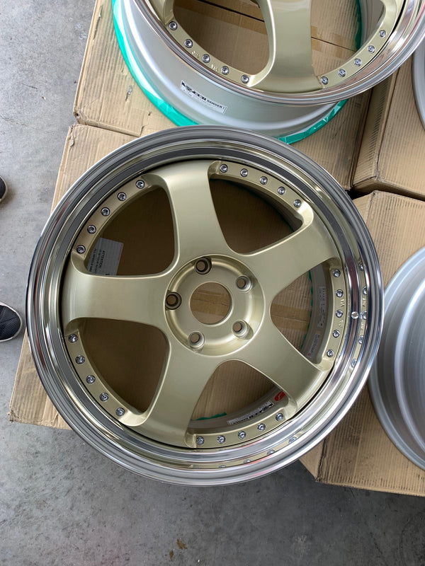 Porsche 911 991 Spec SSR SP1 20x9 +41 / 20x12 +37 5x130 Gold Face Polished lip (Special Order)