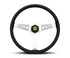 Momo California Steering Wheel 360 mm - Black Leather/White Stitch/Pol Spokes